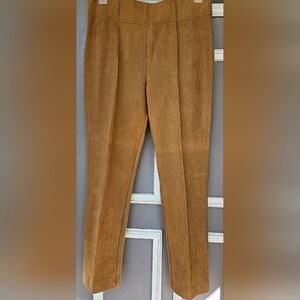 Max & Rina Large Skinny Fit, front Pleat, Wide Waistband, suede tan look. (Eb)
